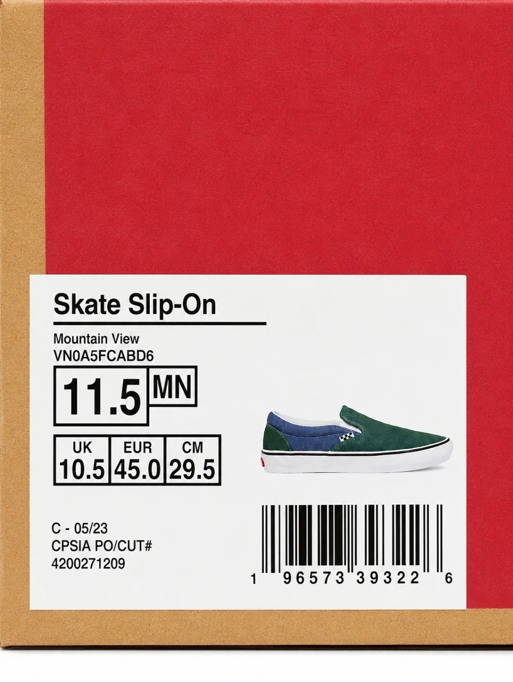 Vans Skate Slip-On Mountain View Green Blue Men’s 11.5 Women’s 13